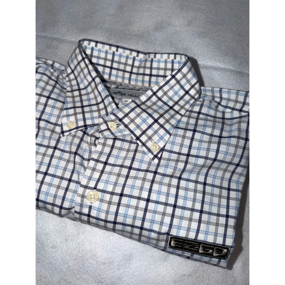 Peter Millar Other - Peter Millar Button Down Shirt Mens Medium Blue Check EZGO Long Sleeve